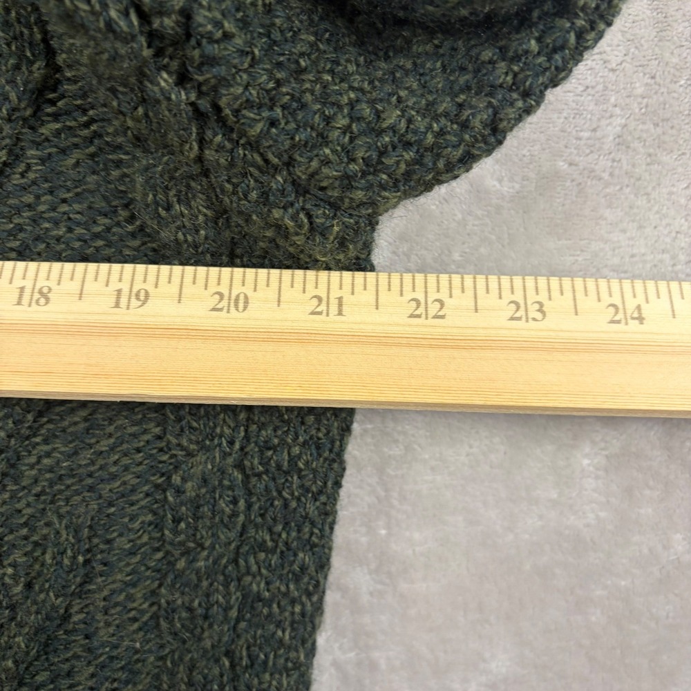SAOL Ireland Mens L Green Aran Cable Knit Full Zip Cardigan Sweater 100% Merino - Picture 5 of 10